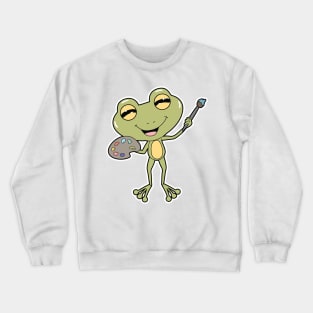 Frog at Painting with Brush & Paint Crewneck Sweatshirt